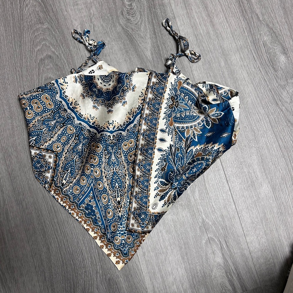 Blue and White Paisley Women's Top
